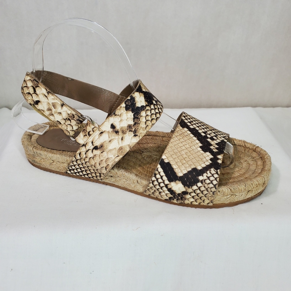 Cristina Francini Made in Italy Leather Snake Print Espadrille Sandal Size 7.5
